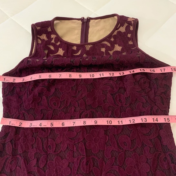 Lauren Ralph Lauren Melia Ava Floral Lace Dress Burgundy Size 6 - Picture 5 of 9